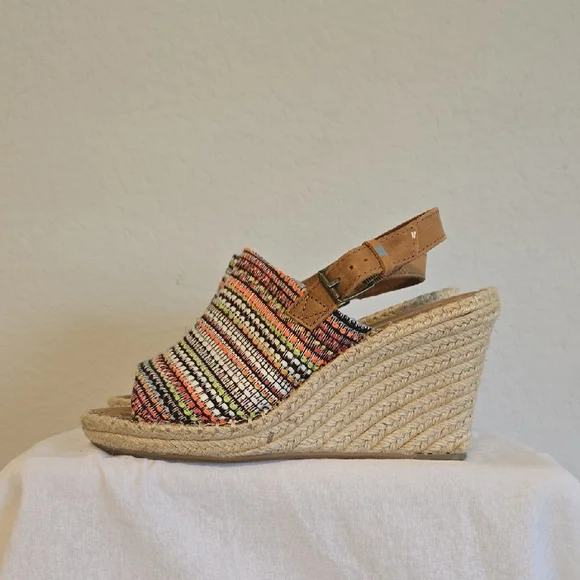 Toms Multicolor Woven Espadrille Wedges - Picture 1 of 15